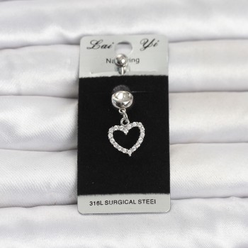 316L Cerrahi Çelik Sallantılı Kalp Model Göbek Piercing
