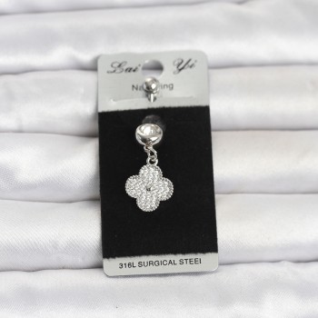 316L Cerrahi Çelik Sallantılı Yonca Model Göbek Piercing