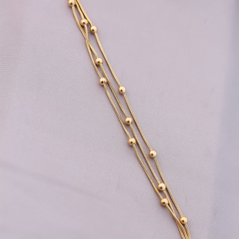 316L Kararmaz Çelik Gold Renk Top Zincirli Kadın Bileklik