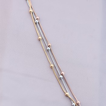 316L Kararmaz Çelik Gümüş Renk Top Zincirli Kadın Bileklik