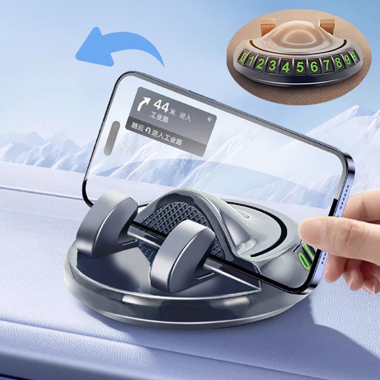 360° Dönebilen Yapışkanlı Numaratörlü Araç Telefon Tutucu 