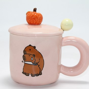 3D Capybara Desenli Porselen Kupa Bardak