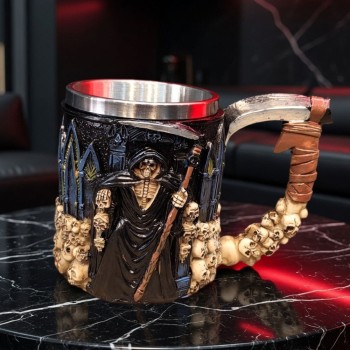 3D İskelet Tasarımlı - Paslanmaz Çelik İçli - Gotik Kupa Bardak 