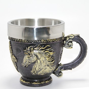 3D Kabartmalı At Büstü Paslanmaz Çelik Kupa Bardak