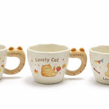 3D Kedi Kuyruk Detaylı Kupa Bardak 