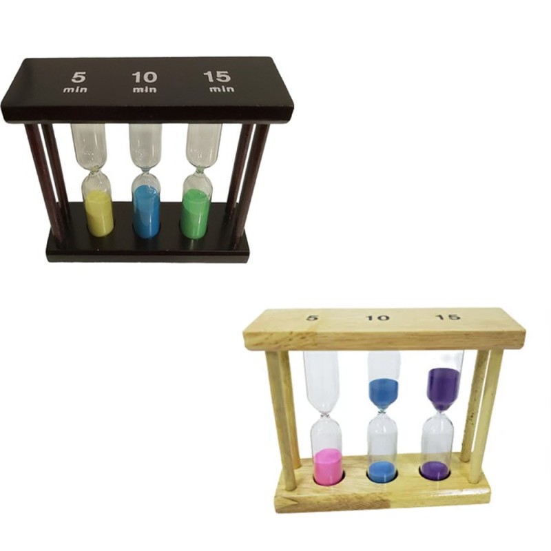 3'lü Ahşap Kum Saati 5-10-15 Dakikalık 