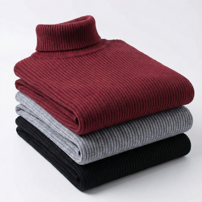 3'lü Siyah, Bordo, Gri   Kaşkorse Boğazlı Full Likralı Fitilli Body Kazak