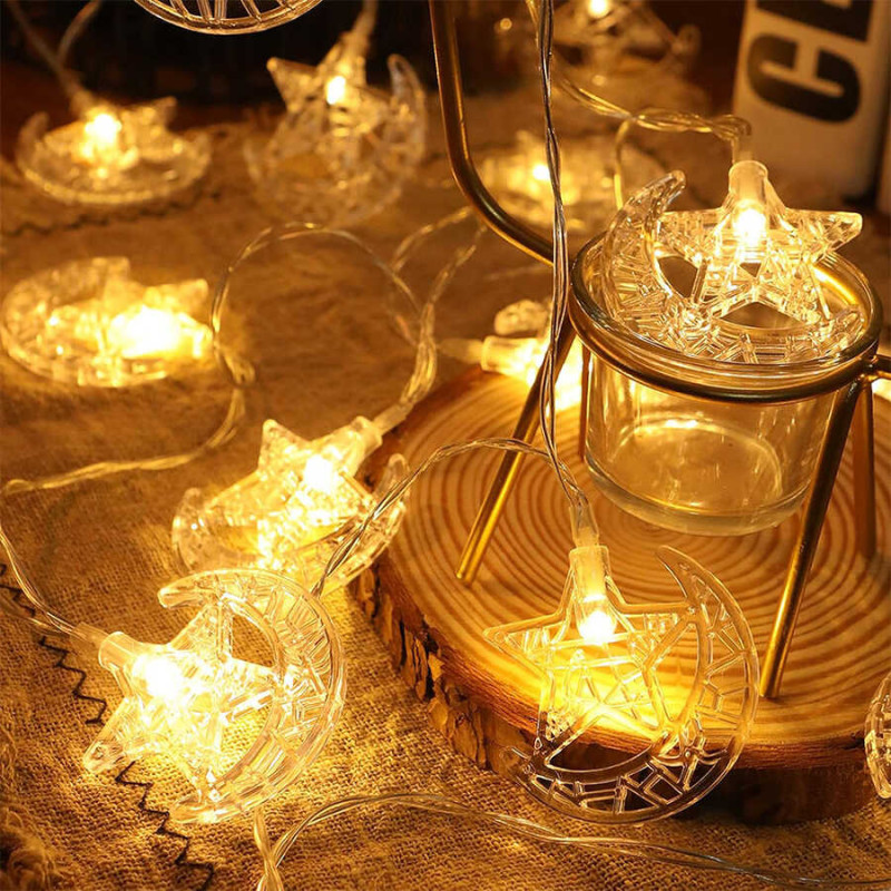 3m 20 Led 2 Kademeli Ay Yıldız Pilli LED Işık 