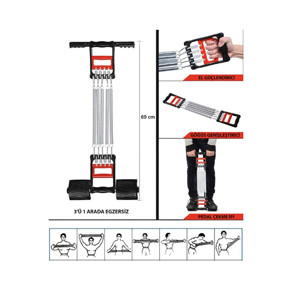 3'ü 1 Arada El Ayak Göğüs Fitness Yayı