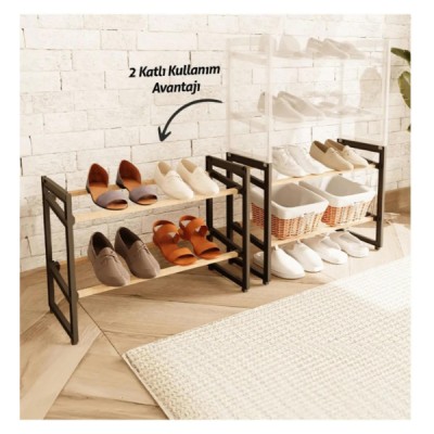 4 Katlı Ahşap Ayakkabılık 