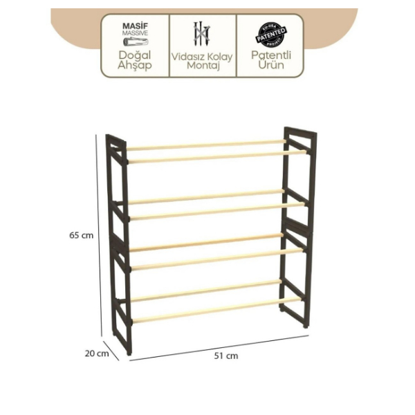 4 Katlı Ahşap Ayakkabılık 