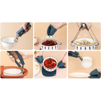 4 Parça Yanma Önleyici Mutfak Seti - Tencere Tabak Tutucu Ve Fırın Eldiveni 