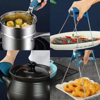 4 Parça Yanma Önleyici Mutfak Seti - Tencere Tabak Tutucu Ve Fırın Eldiveni 