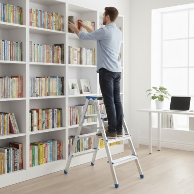 4+4 Çift Basamaklı Alüminyum Metal Merdiven