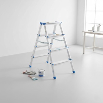 4+4 Çift Basamaklı Alüminyum Metal Merdiven