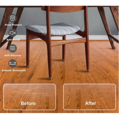 4'lü Keçeli Şeffaf Silikon Sandalye Ayak Koruyucu Seti