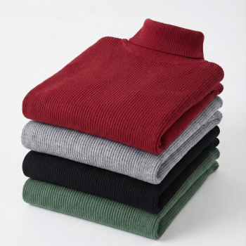 4'lü Siyah, Bordo, Gri, Haki   Kaşkorse Boğazlı Full Likralı Fitilli Body Kazak