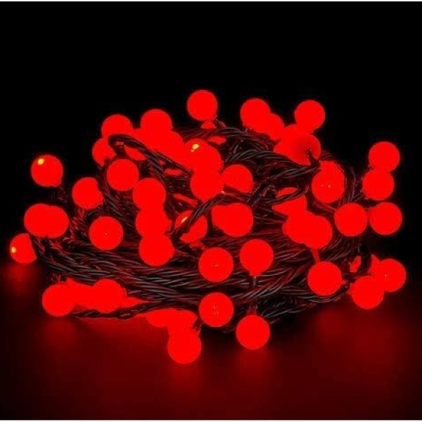 5m 28 Led Kırmızı Işık Siyah Kablo Fişli