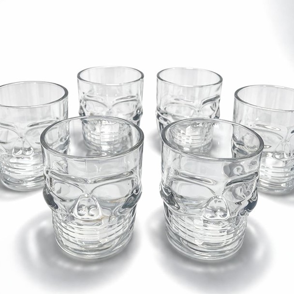 6'lı Kurukafa Şeffaf Cam Shot Bardağı Seti 6x5 cm