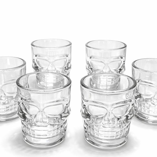 6'lı Kurukafa Şeffaf Cam Shot Bardağı Seti 9x8 cm