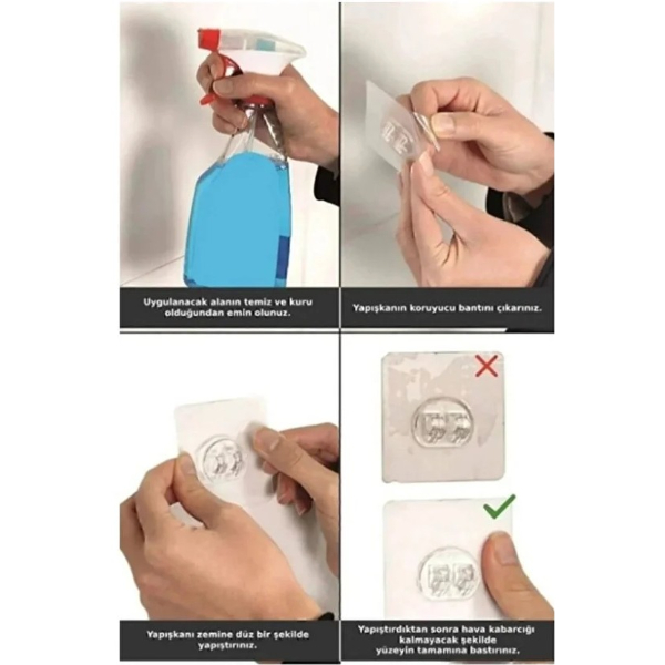 6'lı Yapışkanlı Kapı Arkası Askı 