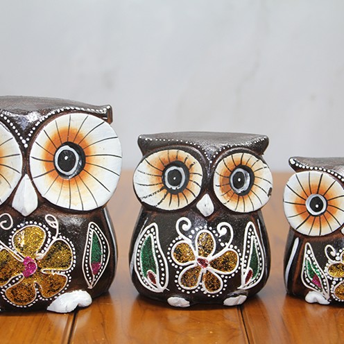 Ahşap 3'lü Baykuş Seti Model 1 