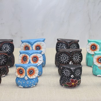 Ahşap 3'lü Baykuş Seti Model 5 