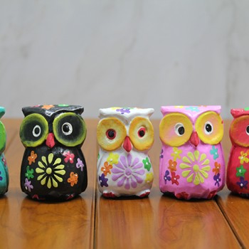 Ahşap 5'li Baykuş Seti Model 2