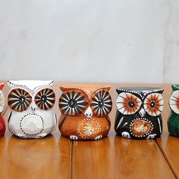 Ahşap 5'li Baykuş Seti Model 3 