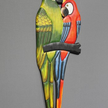 Ahşap Duvara Asmalı 2'li Papağan Model 1 