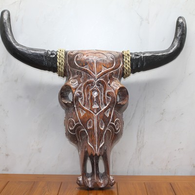 Ahşap Duvara Asmalı Bufalo Kafası 