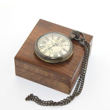 Ahşap Kutulu Pirinç Köstekli Saat Model 10