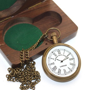 Ahşap Kutulu Pirinç Köstekli Saat Model 4