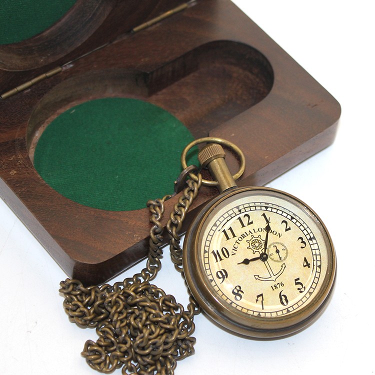 Ahşap Kutulu Pirinç Köstekli Saat Model 6 