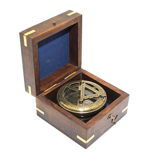 Ahşap Kutulu Pirinç Pusula Model 4 