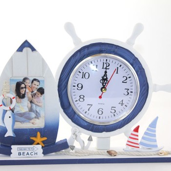 Ahşap Marin Dümenli Çerçeveli Saat Model 1 