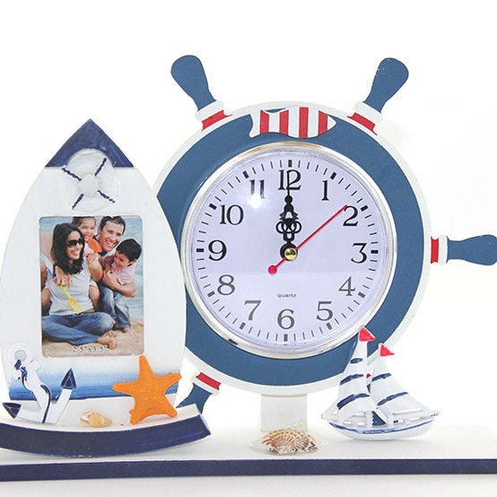 Ahşap Marin Dümenli Çerçeveli Saat Model 2 