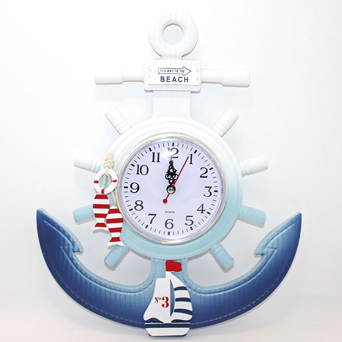 Ahşap Marin Dümenli Ve Çapa Tasarımı Saat Model 1 