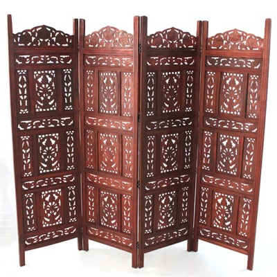 Ahşap Maun Rengi El Oyması Paravan