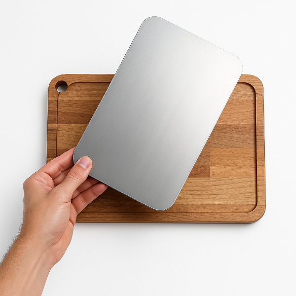 Ahşap Paslanmaz Çelik Kesim Ve Sunum Tahtası 