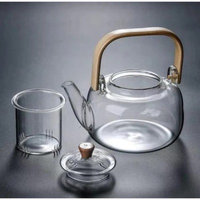 Ahşap Saplı Cam Filtreli Demlik 