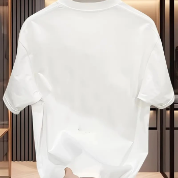 AICG Ön Arka Baskılı Bisiklet Yaka   Oversize Bisiklet Yaka T-shirt - Beyaz -