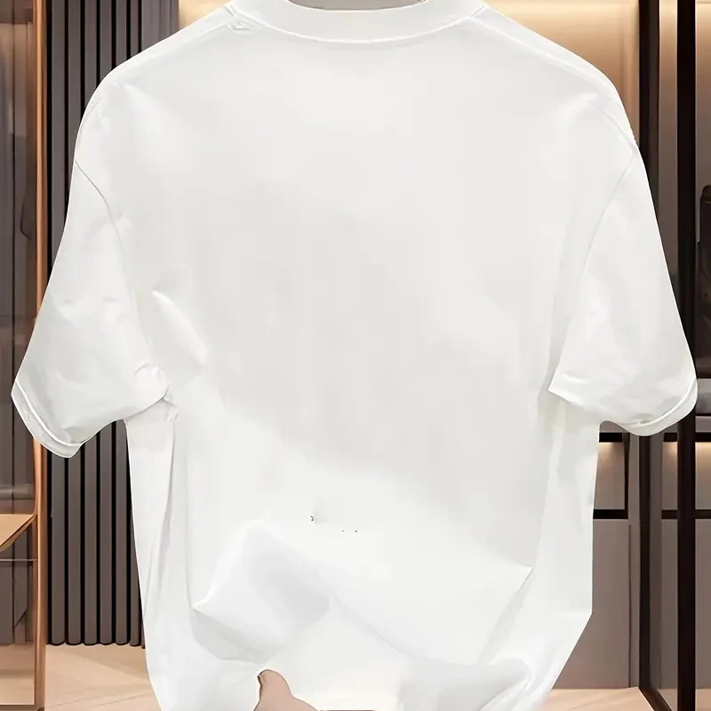 AICG Ön Arka Baskılı Bisiklet Yaka   Oversize Bisiklet Yaka T-shirt - Beyaz -