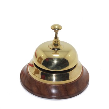Altı Ahşap Üstü Pirinç Masa Üstü Resepsiyon Çanı 