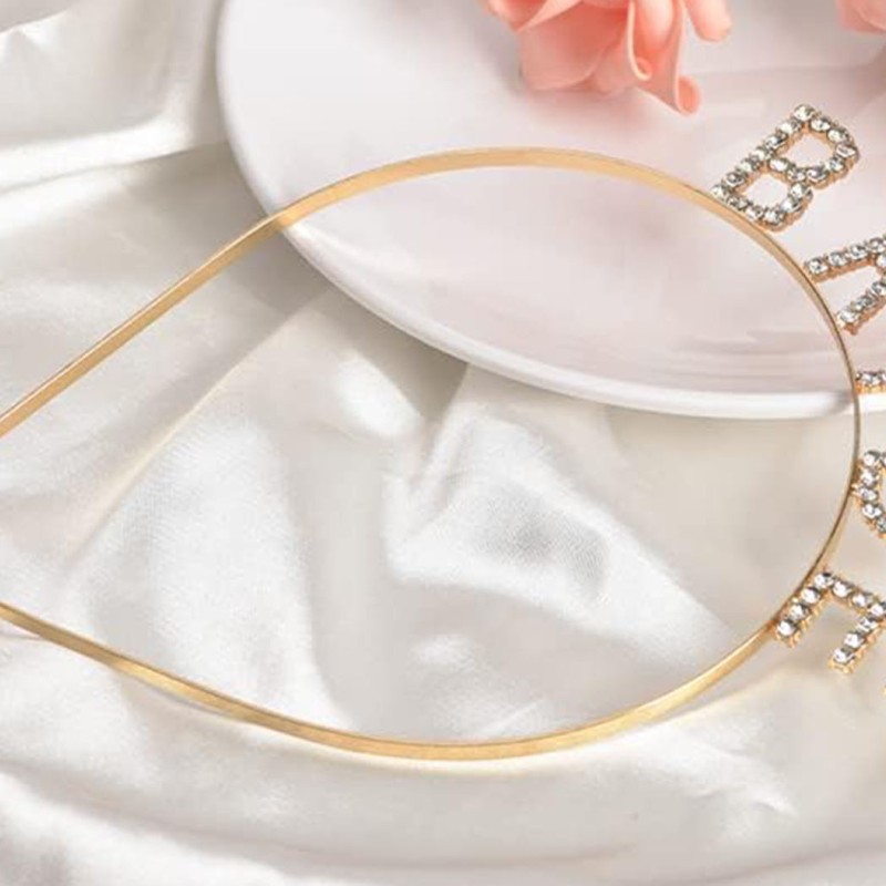 Altın Gold Renk Bekarlığa Veda Kristal Taş Bride Tacı İthal