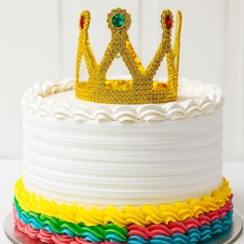 Altın Işıltılı Pasta Üstü Taç Plastik 