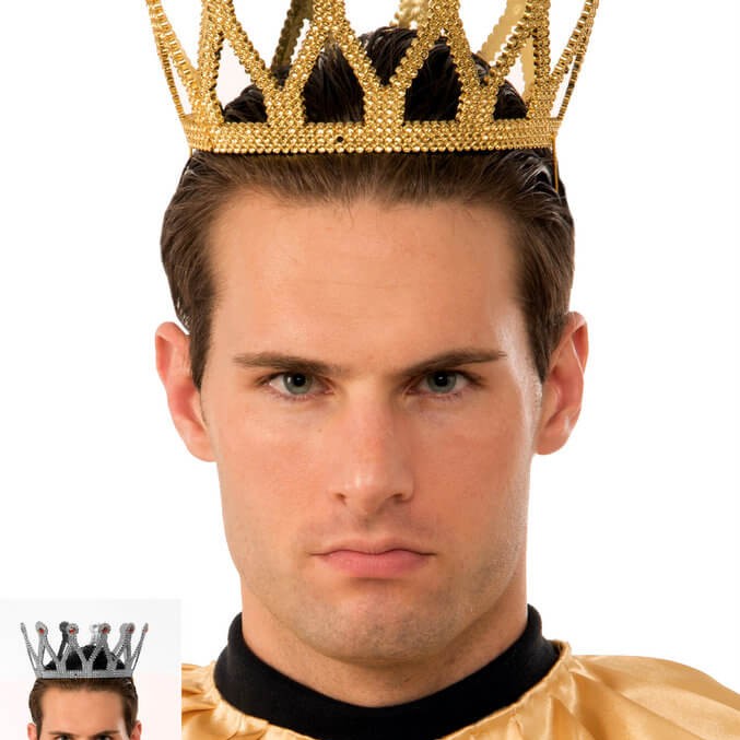 Altın Renk Çocuk ve Yetişkin Uyumlu Kral Tacı 