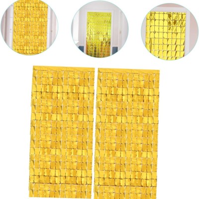 Altın Renk Disko Dikdörtgen Kesim Kapı Perdesi Altın