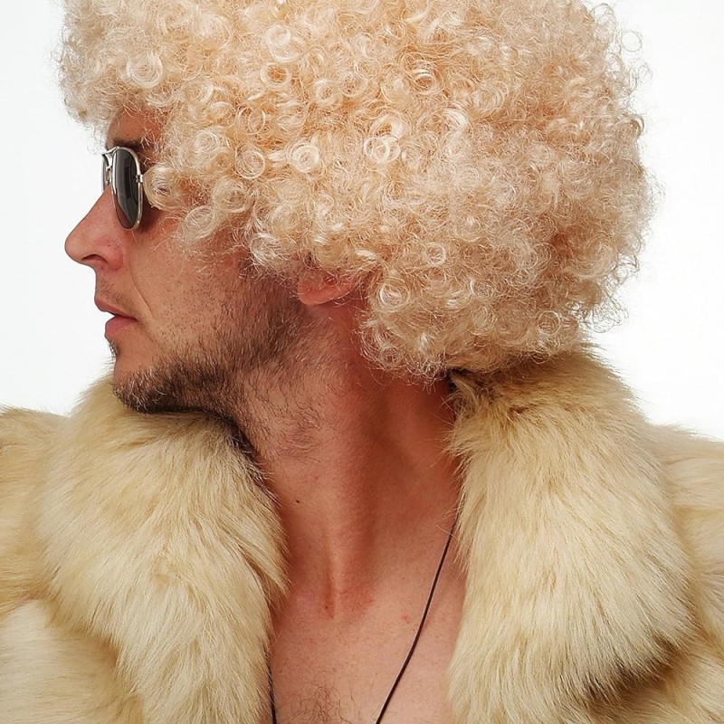 Altın Renk Kıvırcık Afro Parti Peruğu