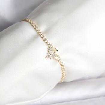 Anka Kuşu Model Zirkon Taşlı Gold Renk Pirinç Su Yolu Kadın Bileklik